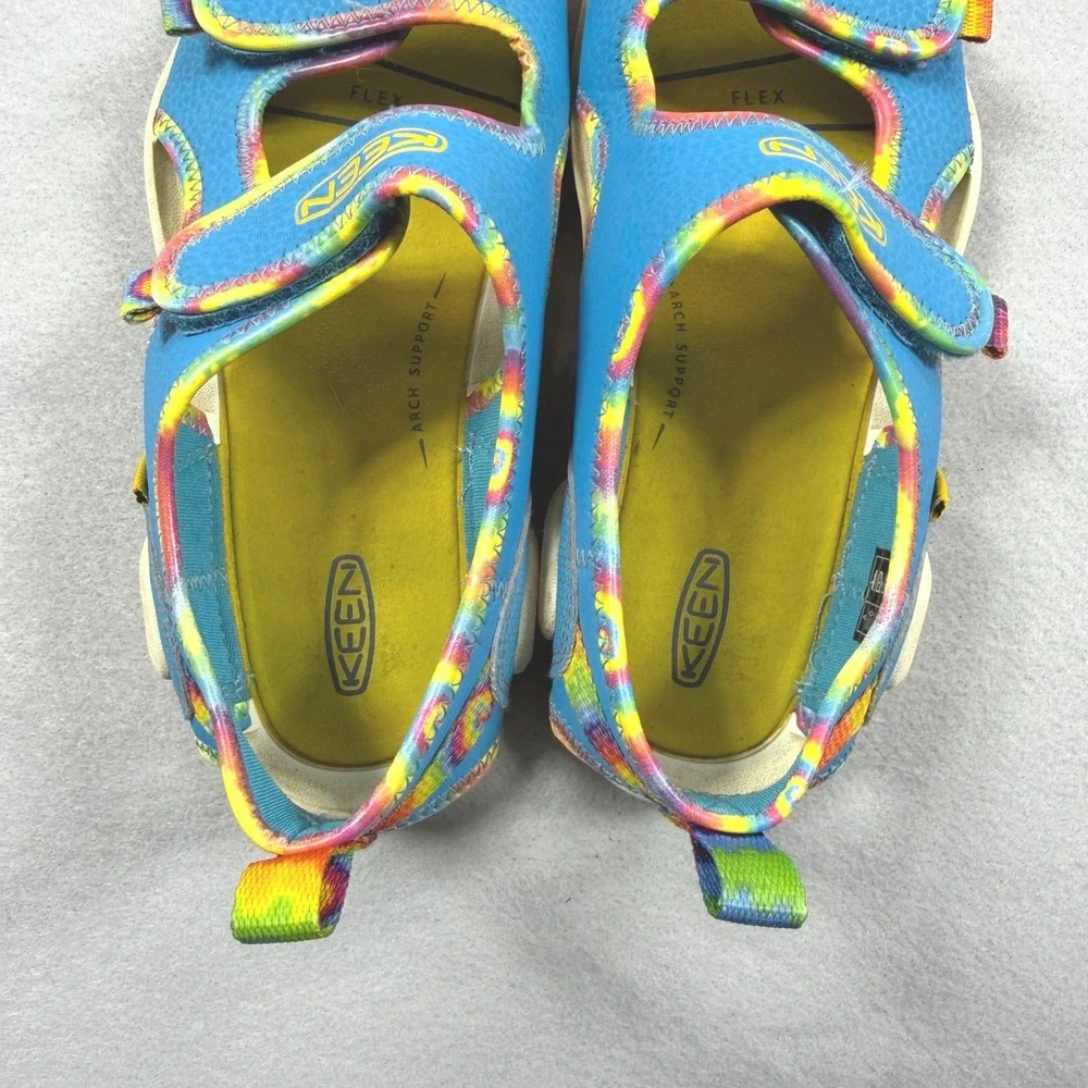 Keen Kids Blue Rainbow Tie Dye Waterproof Washable Sandals Contour Arch Support